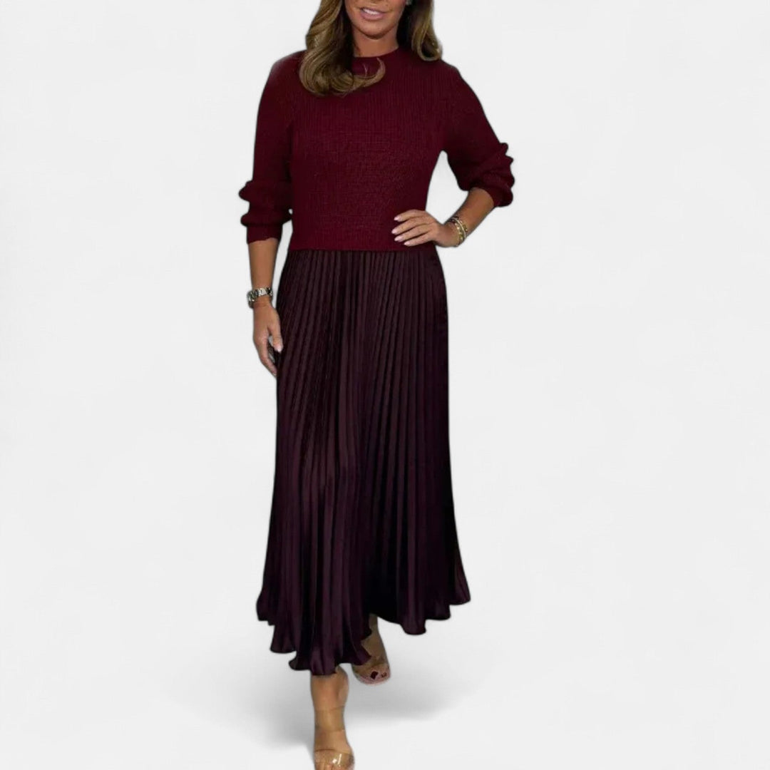 Caelynnah | Elegant Maxi Dress with Sweater & Pleated Skirt