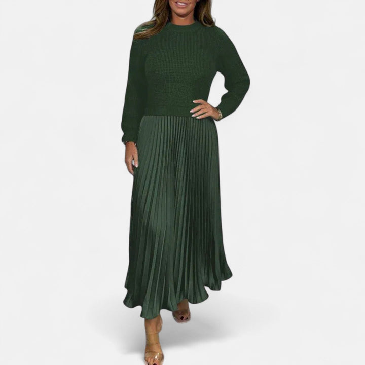 Caelynnah | Elegant Maxi Dress with Sweater & Pleated Skirt