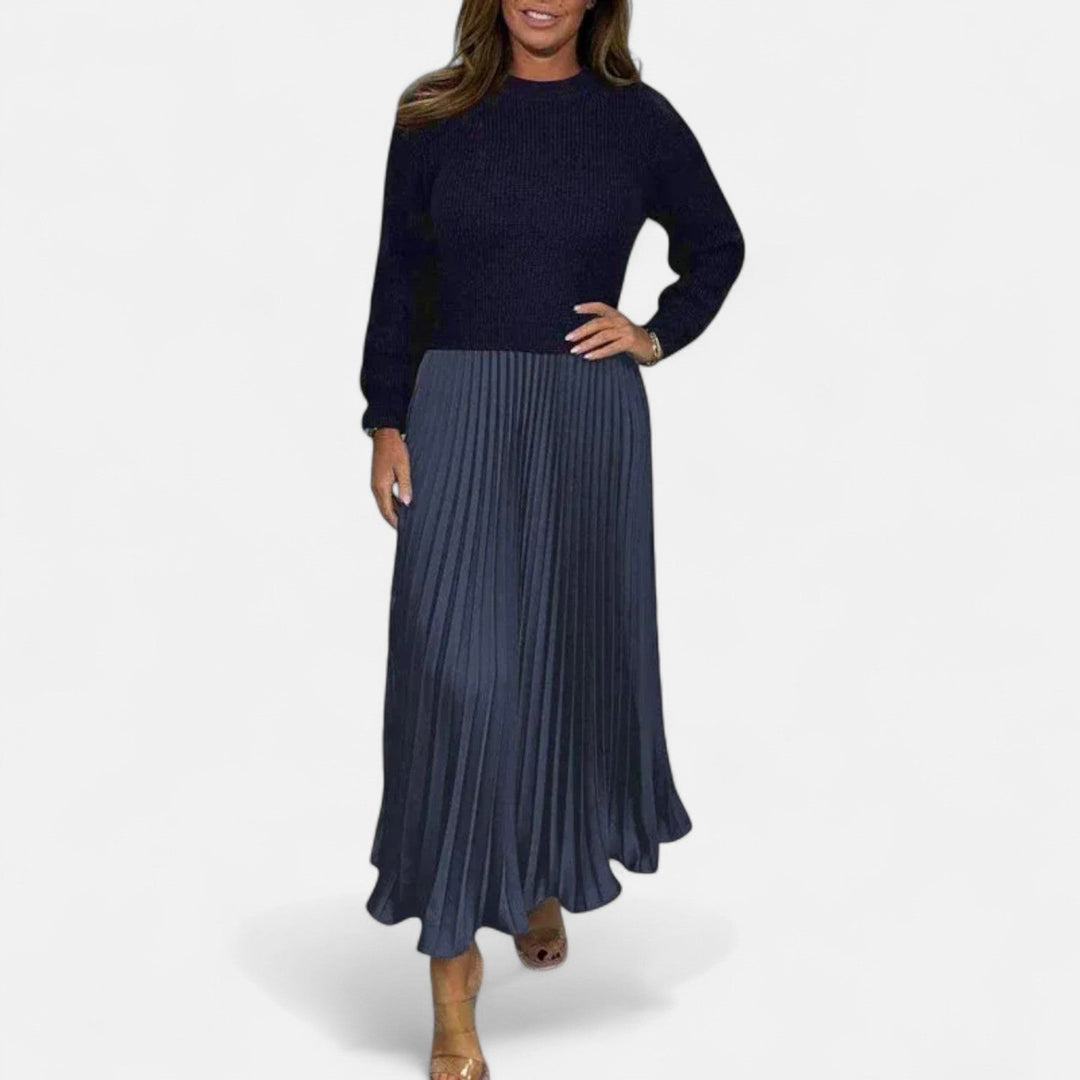 Caelynnah | Elegant Maxi Dress with Sweater & Pleated Skirt