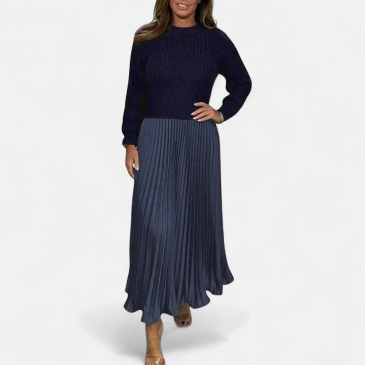 Caelynnah | Elegant Maxi Dress with Sweater & Pleated Skirt